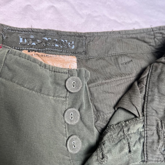 VINTAGE Da-Nang Lowrise Green Embroidered Cargo Straight leg Silk Blend Pants SM - Picture 6 of 16